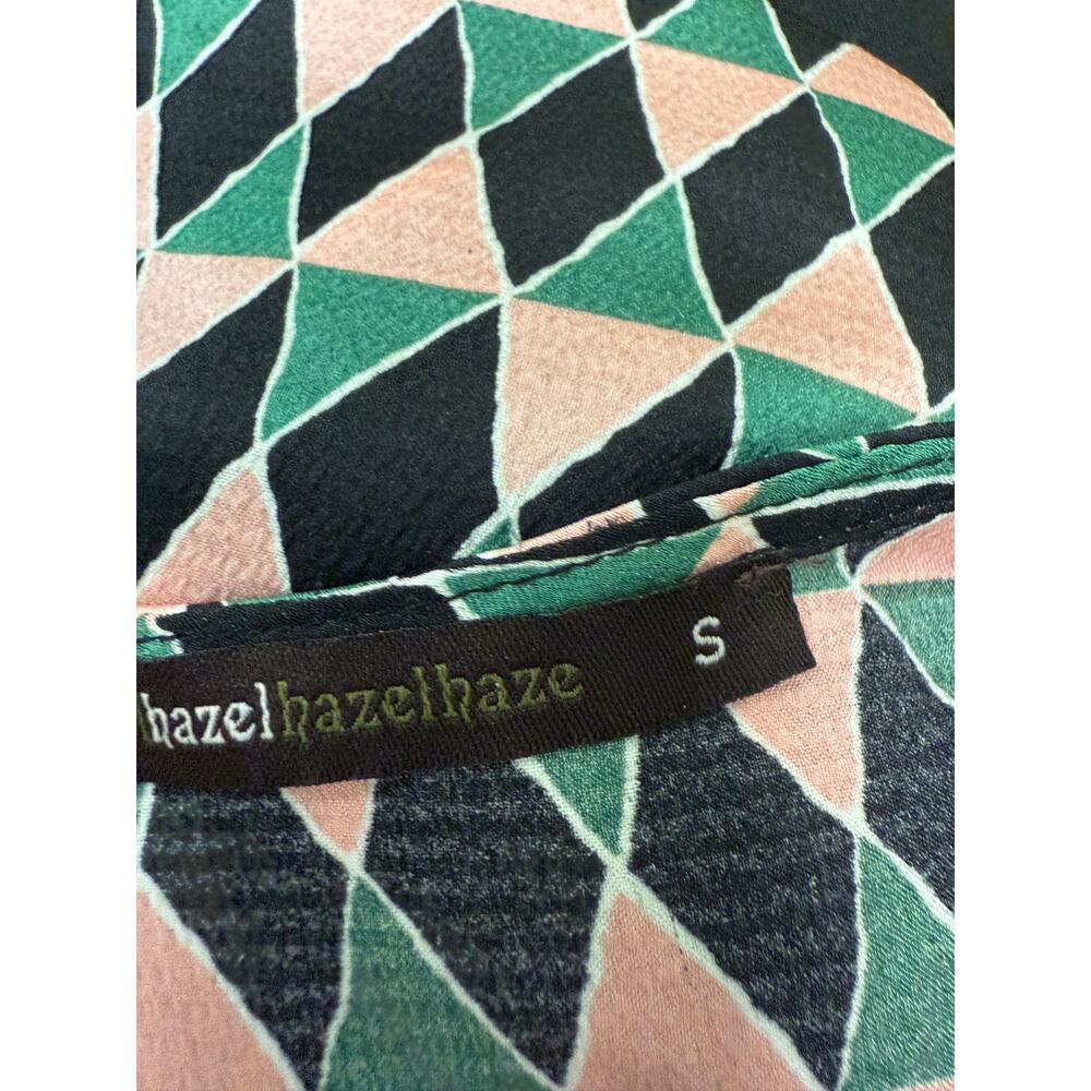 Hazel Haze Anthropolgie Womens S Geo Metric Smocked Crew Neck Peasant Blouse - Picture 3 of 4
